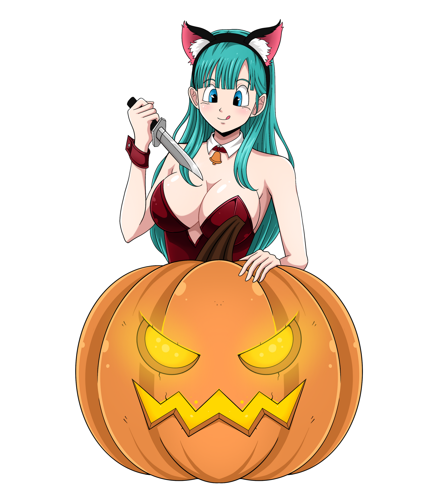 Halloween Waifu - Pumpkin Bulma Sticker - Large